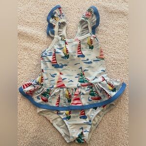 Classical whimsy sailboat nautical one piece swimsuit